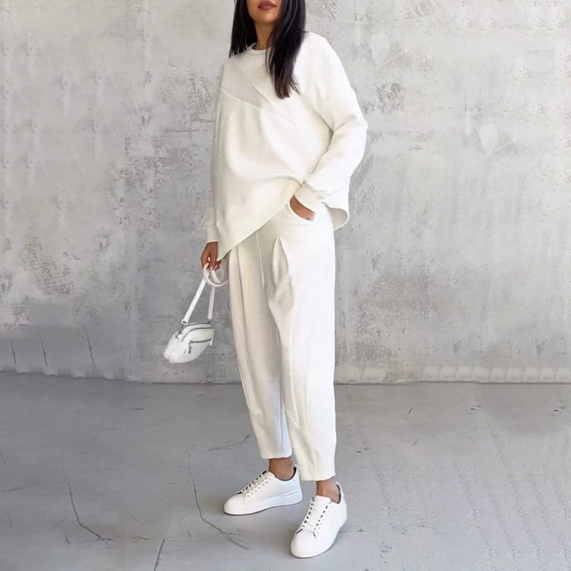 Conjunto sudadera + pantalón bajo irregular