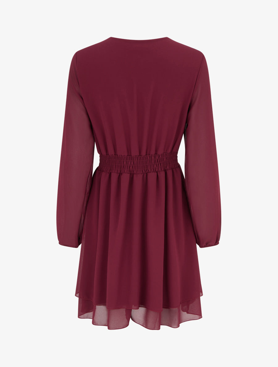 Vestido Hanzis Bordeaux de manga larga - AURA MILANO