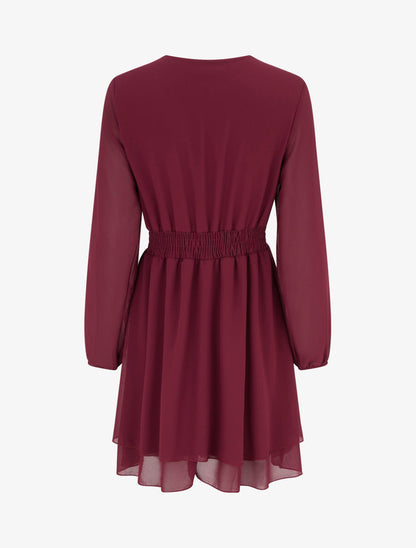 Vestido Hanzis Bordeaux de manga larga - AURA MILANO