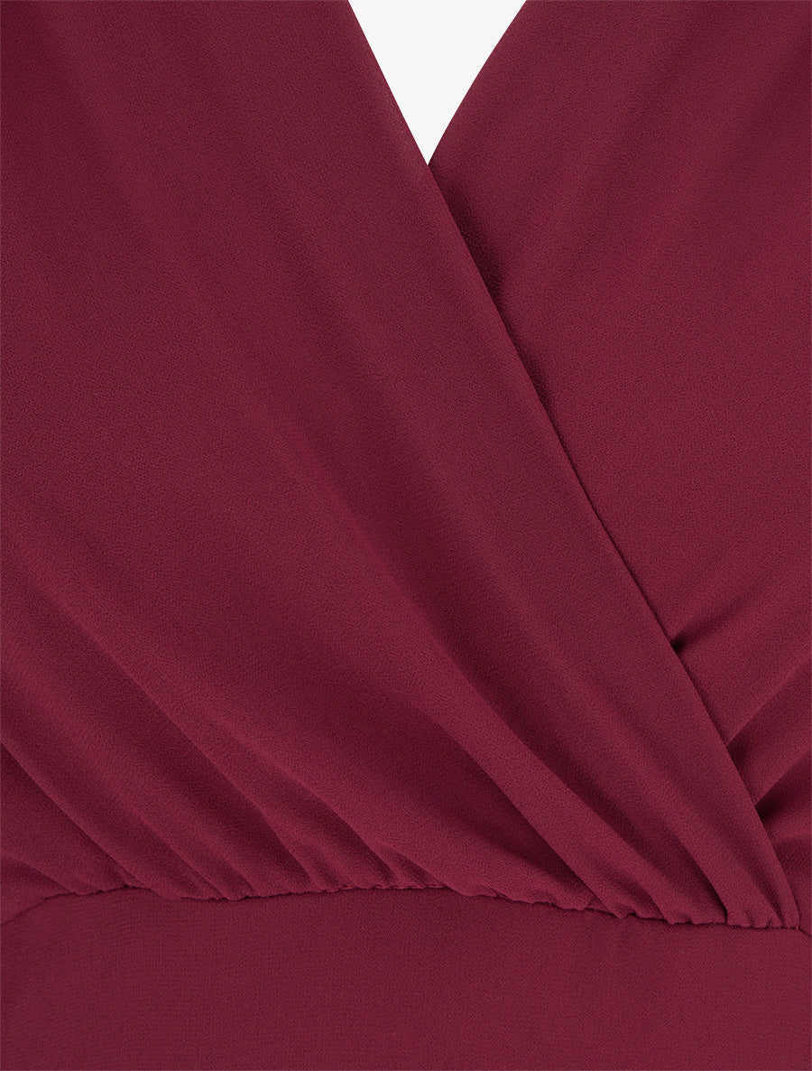 Detalle del Vestido Hanzis Bordeaux - AURA MILANO