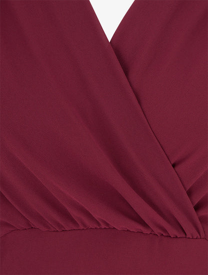 Detalle del Vestido Hanzis Bordeaux - AURA MILANO