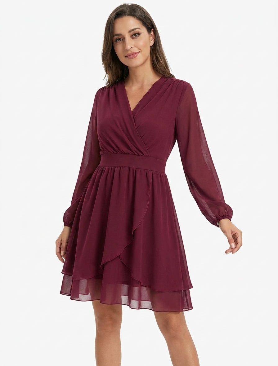 Vestido Hanzis Bordeaux combinado en look de temporada - AURA MILANO