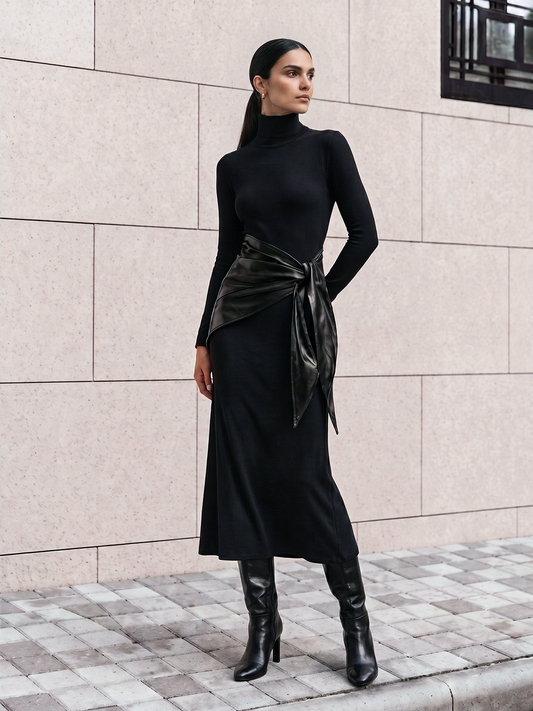 Siena Noir — negro: vestido puesto de frente.