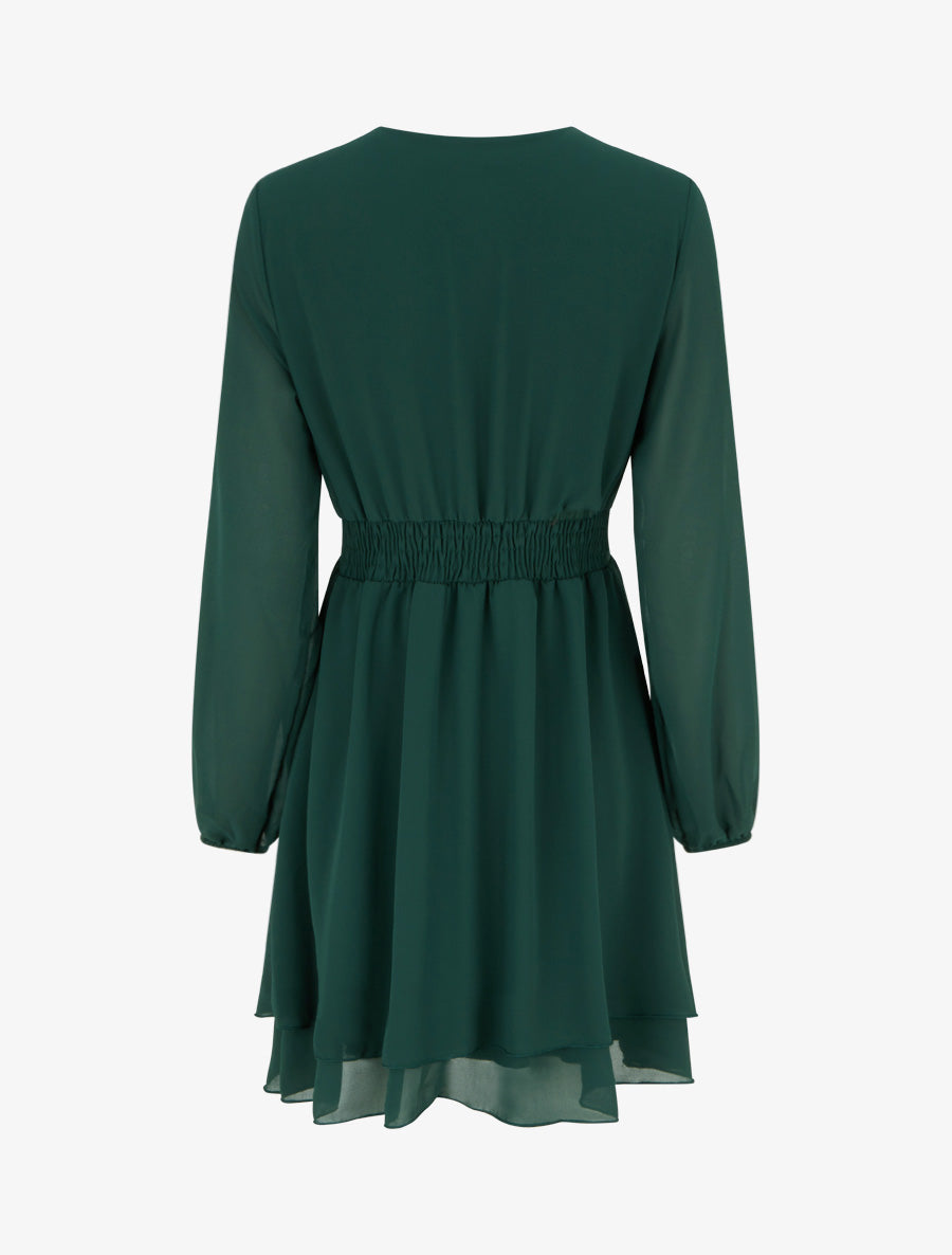 Vestido Yadra Verde Oscuro de manga larga - AURA MILANO