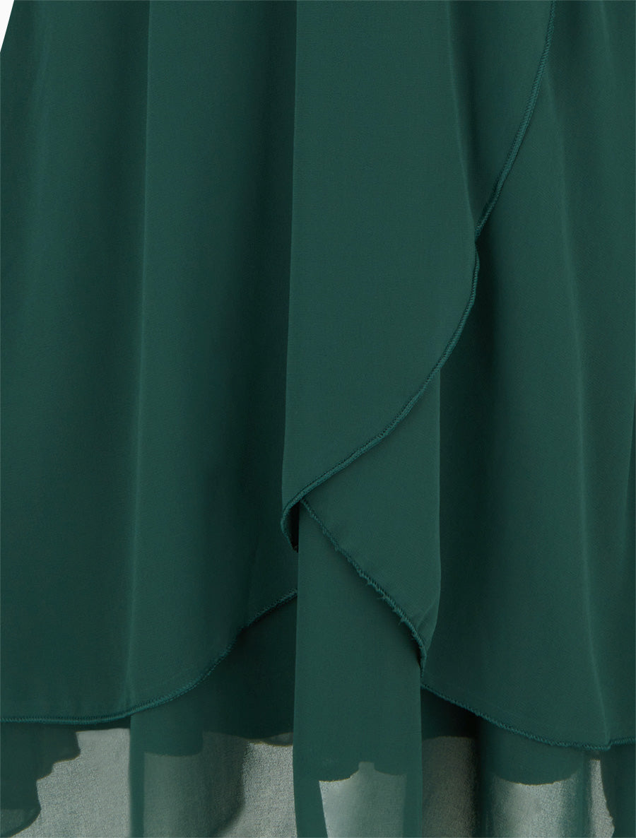 Detalle del Vestido Yadra Verde Oscuro - AURA MILANO